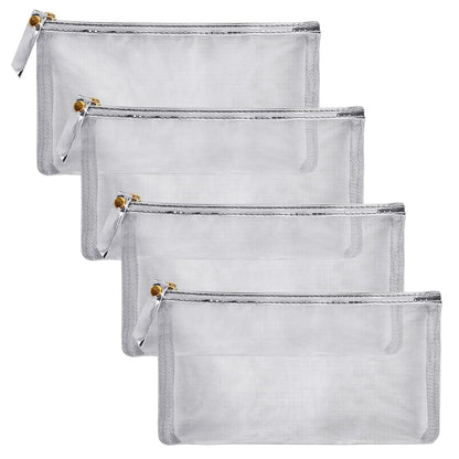 HRX Package 6pcs Mesh Makeup Bags for Travel, 2 Sizes A5 A6 (Black)