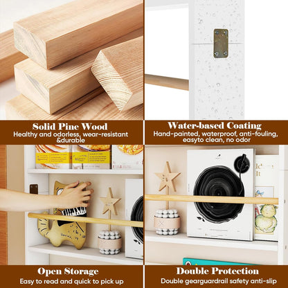 Behind the Door Bookshelf, Wooden Kids Bookshelf 6-Tier Organizer