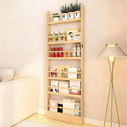 Behind the Door Bookshelf, Wooden Kids Bookshelf 6-Tier Organizer