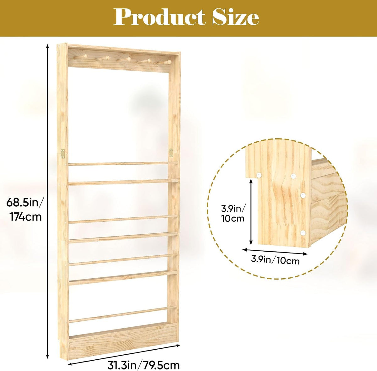 Behind the Door Bookshelf, Wooden Kids Bookshelf 6-Tier Organizer