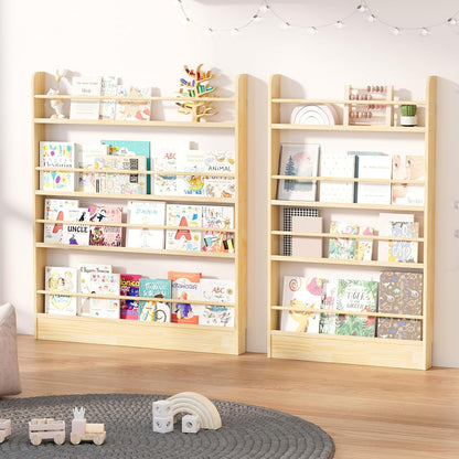 Behind the Door Bookshelf, Wooden Kids Bookshelf 6-Tier Organizer