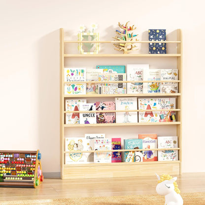 Behind the Door Bookshelf, Wooden Kids Bookshelf 6-Tier Organizer