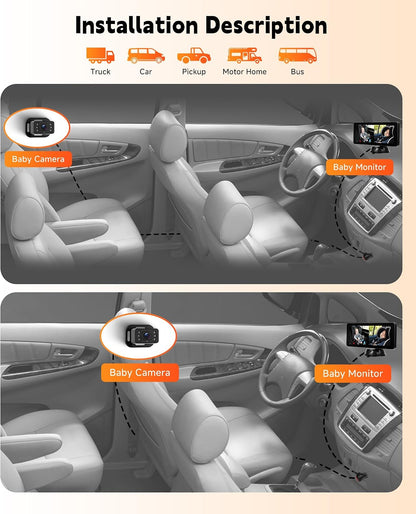 6.86'' Baby Car Camera for Seat HD Bual Rear Facing