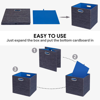 Collapsible Storage Bins,13×13 Foldable Storage Cube Boxes Fabric Drawer Fabric Storage Bins Vinyl Record Light Coffee, 4 Pack