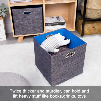 Collapsible Storage Bins,13×13 Foldable Storage Cube Boxes Fabric Drawer Fabric Storage Bins Vinyl Record Light Coffee, 4 Pack
