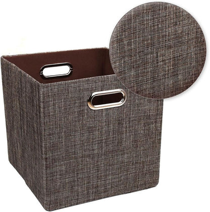 Collapsible Storage Bins,13×13 Foldable Storage Cube Boxes Fabric Drawer Fabric Storage Bins Vinyl Record Light Coffee, 4 Pack