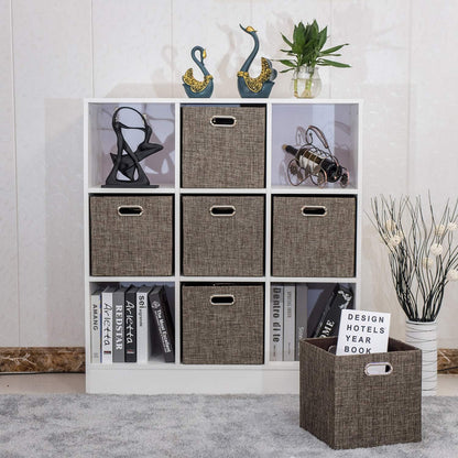 Collapsible Storage Bins,13×13 Foldable Storage Cube Boxes Fabric Drawer Fabric Storage Bins Vinyl Record Light Coffee, 4 Pack
