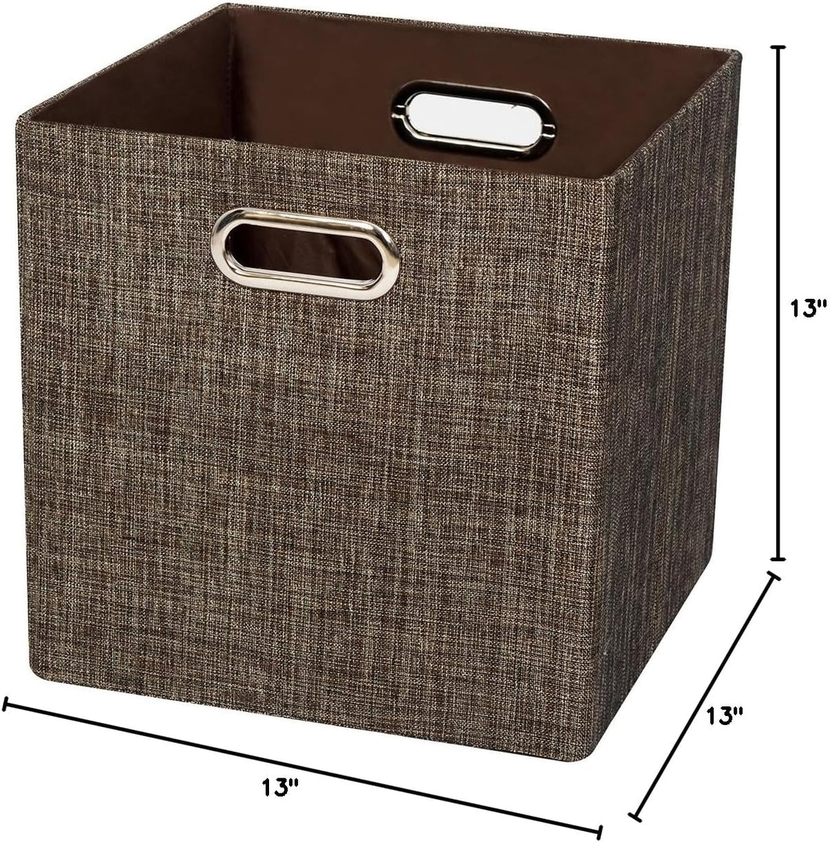 Collapsible Storage Bins,13×13 Foldable Storage Cube Boxes Fabric Drawer Fabric Storage Bins Vinyl Record Light Coffee, 4 Pack