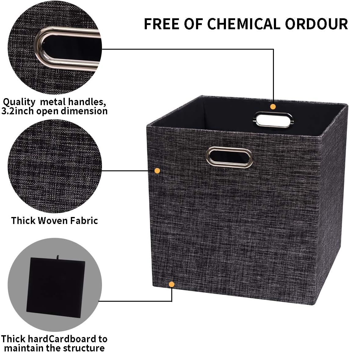 Collapsible Storage Bins,13×13 Foldable Storage Cube Boxes Fabric Drawer Fabric Storage Bins Vinyl Record Light Coffee, 4 Pack