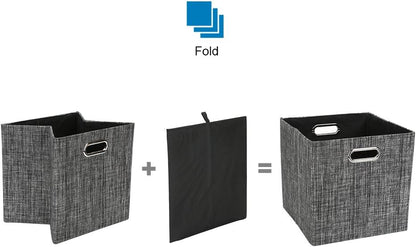 Collapsible Storage Bins,13×13 Foldable Storage Cube Boxes Fabric Drawer Fabric Storage Bins Vinyl Record Light Coffee, 4 Pack