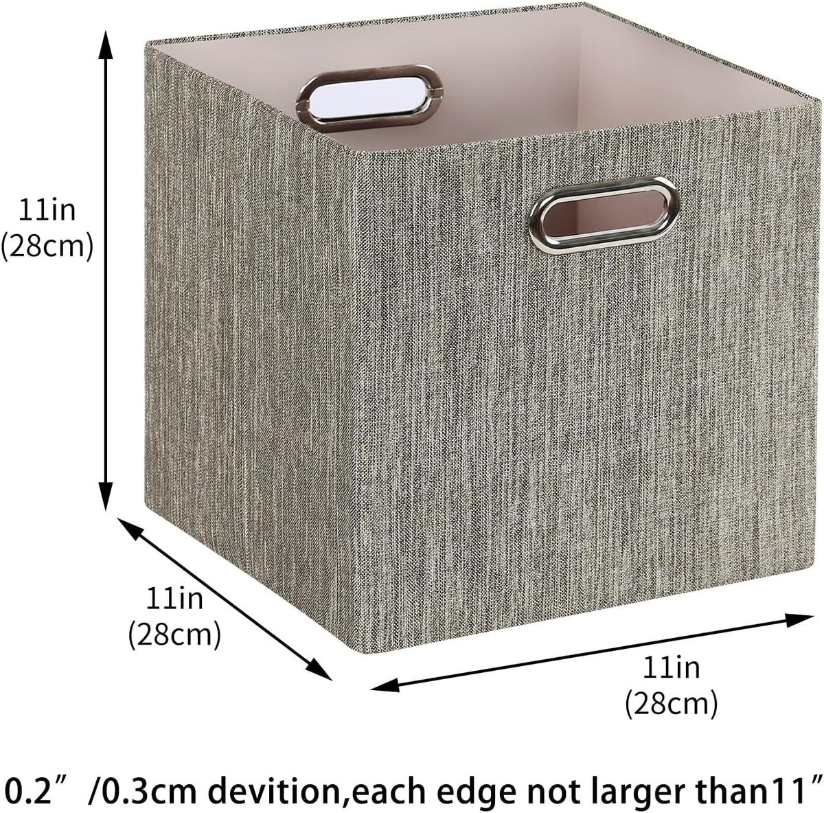 Collapsible Storage Bins,13×13 Foldable Storage Cube Boxes Fabric Drawer Fabric Storage Bins Vinyl Record Light Coffee, 4 Pack