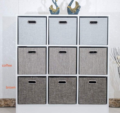 Collapsible Storage Bins,13×13 Foldable Storage Cube Boxes Fabric Drawer Fabric Storage Bins Vinyl Record Light Coffee, 4 Pack