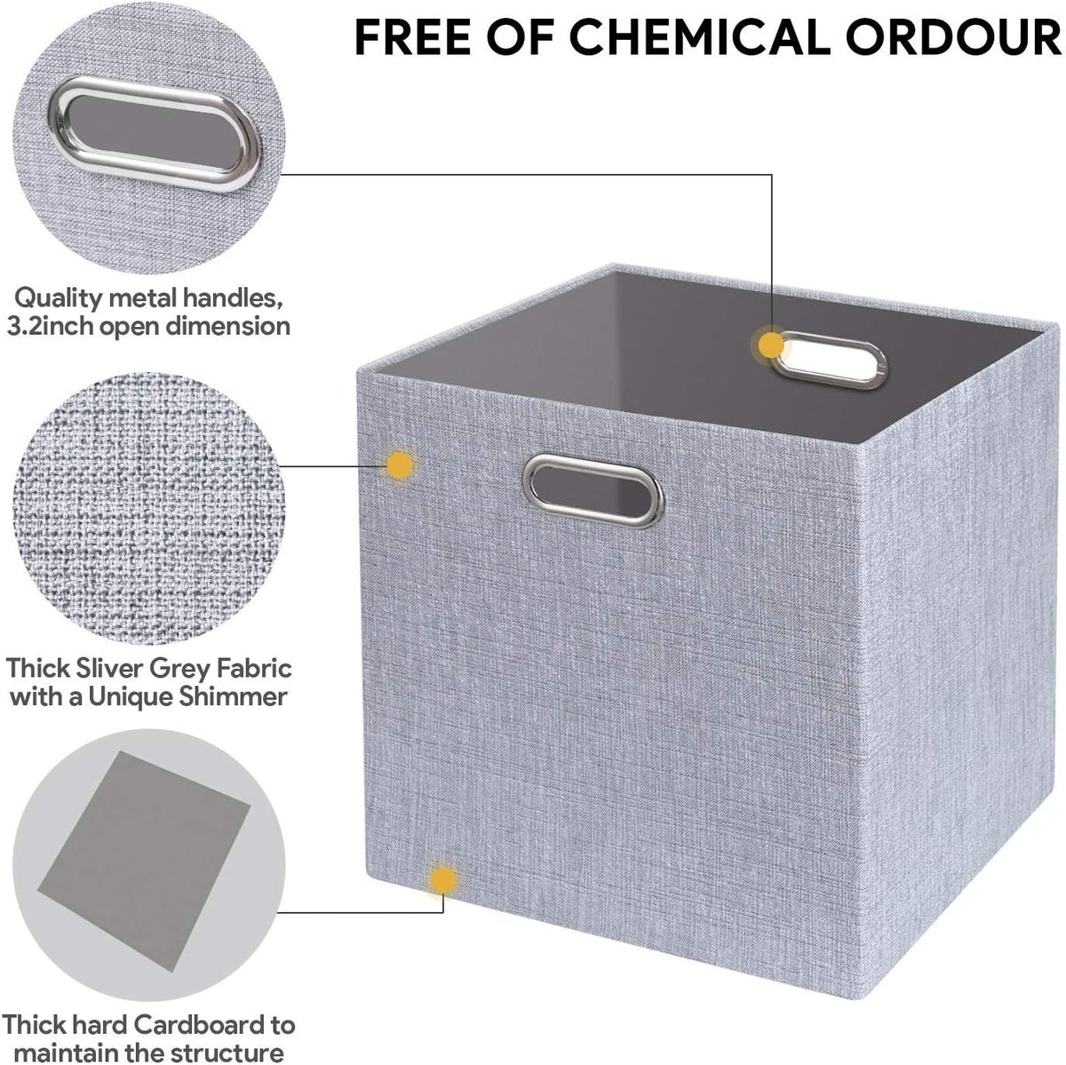 Collapsible Storage Bins,13×13 Foldable Storage Cube Boxes Fabric Drawer Fabric Storage Bins Vinyl Record Light Coffee, 4 Pack