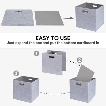 Collapsible Storage Bins,13×13 Foldable Storage Cube Boxes Fabric Drawer Fabric Storage Bins Vinyl Record Light Coffee, 4 Pack