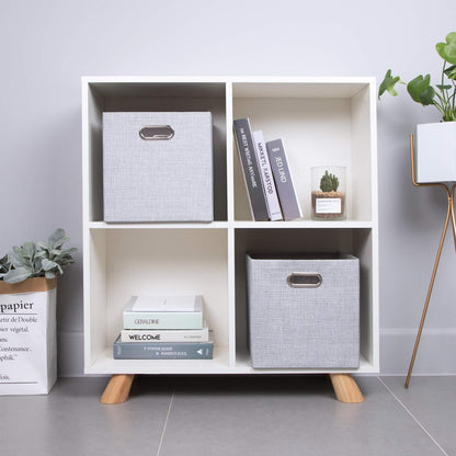 Collapsible Storage Bins,13×13 Foldable Storage Cube Boxes Fabric Drawer Fabric Storage Bins Vinyl Record Light Coffee, 4 Pack