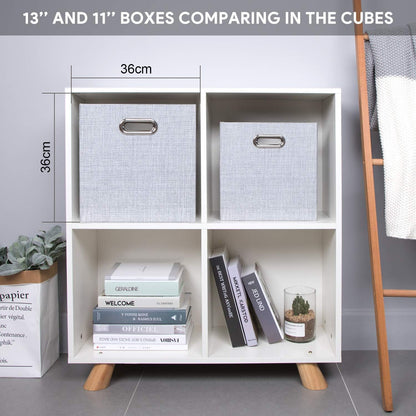 Collapsible Storage Bins,13×13 Foldable Storage Cube Boxes Fabric Drawer Fabric Storage Bins Vinyl Record Light Coffee, 4 Pack