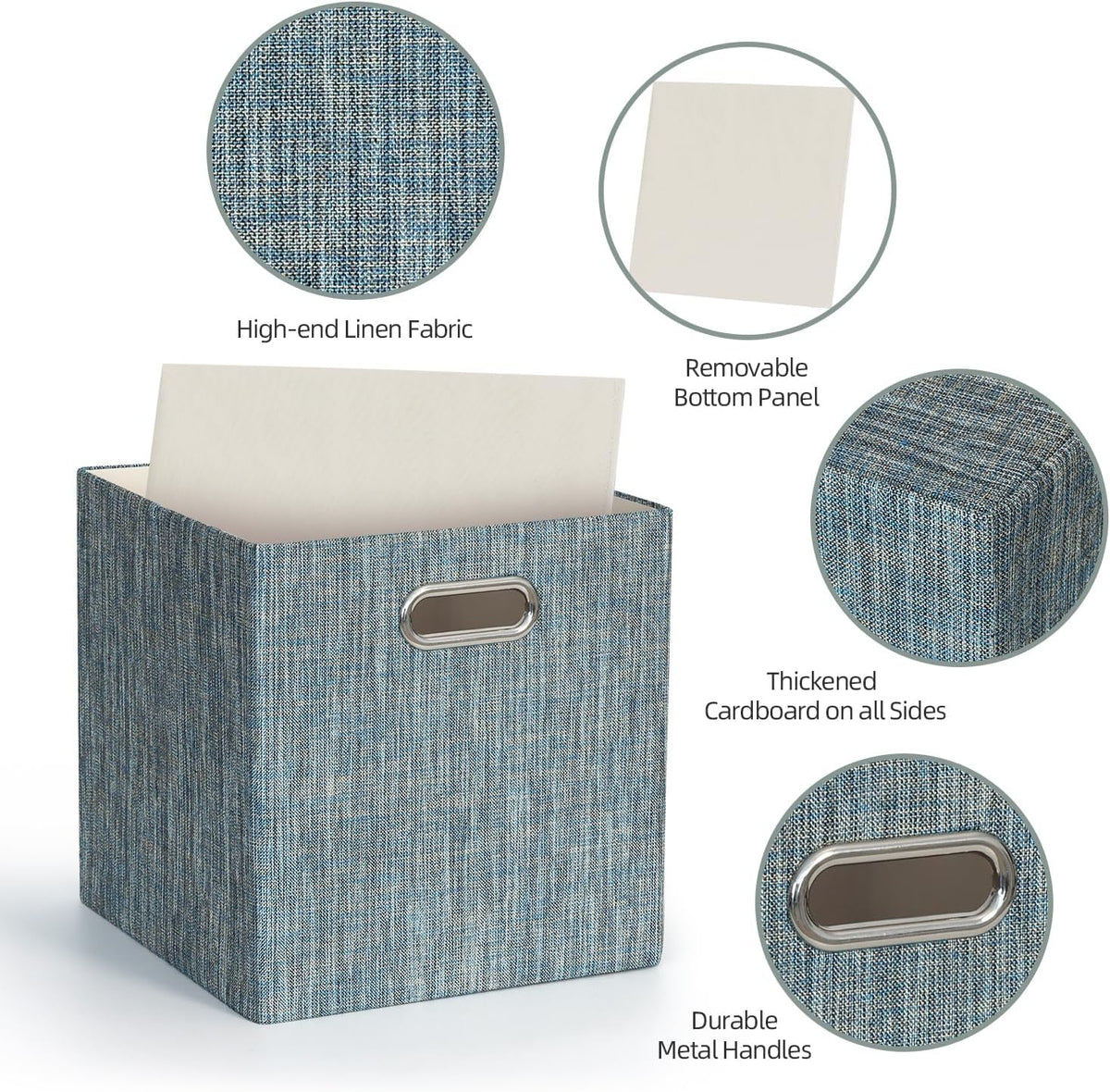 Collapsible Storage Bins,13×13 Foldable Storage Cube Boxes Fabric Drawer Fabric Storage Bins Vinyl Record Light Coffee, 4 Pack
