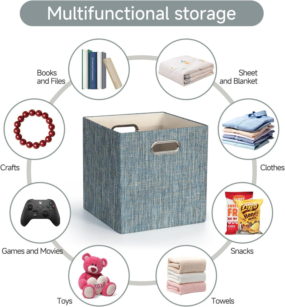 Collapsible Storage Bins,13×13 Foldable Storage Cube Boxes Fabric Drawer Fabric Storage Bins Vinyl Record Light Coffee, 4 Pack