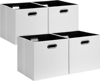 Collapsible Storage Bins,13×13 Foldable Storage Cube Boxes Fabric Drawer Fabric Storage Bins Vinyl Record Light Coffee, 4 Pack