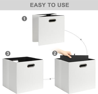 Collapsible Storage Bins,13×13 Foldable Storage Cube Boxes Fabric Drawer Fabric Storage Bins Vinyl Record Light Coffee, 4 Pack