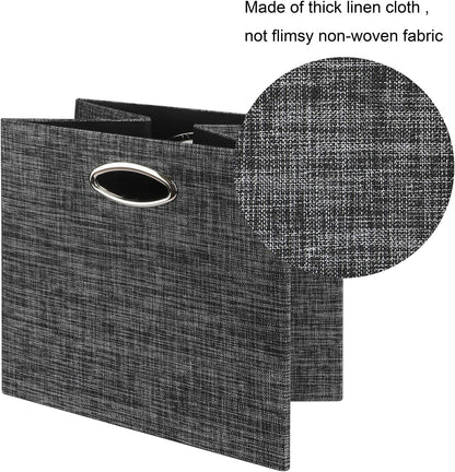 Collapsible Storage Bins,13×13 Foldable Storage Cube Boxes Fabric Drawer Fabric Storage Bins Vinyl Record Light Coffee, 4 Pack