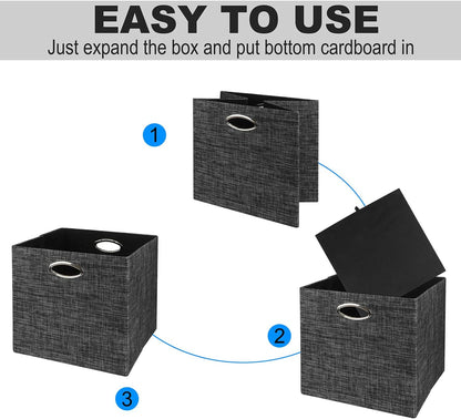 Collapsible Storage Bins,13×13 Foldable Storage Cube Boxes Fabric Drawer Fabric Storage Bins Vinyl Record Light Coffee, 4 Pack