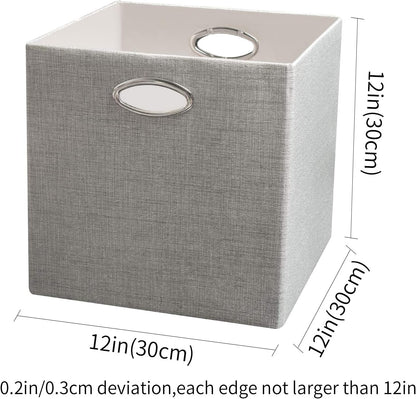 Collapsible Storage Bins,13×13 Foldable Storage Cube Boxes Fabric Drawer Fabric Storage Bins Vinyl Record Light Coffee, 4 Pack