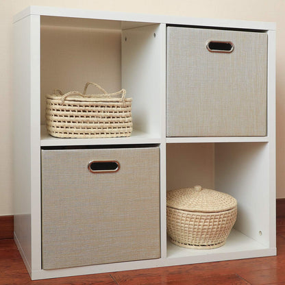 Collapsible Storage Bins,13×13 Foldable Storage Cube Boxes Fabric Drawer Fabric Storage Bins Vinyl Record Light Coffee, 4 Pack