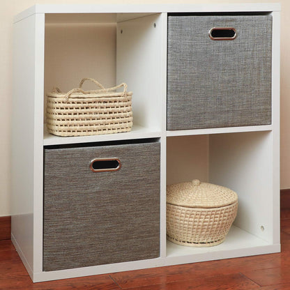 Collapsible Storage Bins,13×13 Foldable Storage Cube Boxes Fabric Drawer Fabric Storage Bins Vinyl Record Light Coffee, 4 Pack