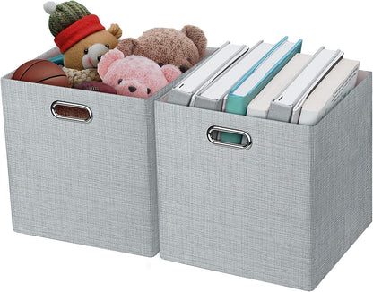 Collapsible Storage Bins,13×13 Foldable Storage Cube Boxes Fabric Drawer Fabric Storage Bins Vinyl Record Light Coffee, 4 Pack