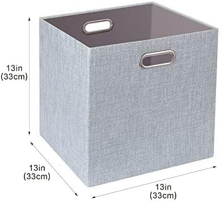 Collapsible Storage Bins,13×13 Foldable Storage Cube Boxes Fabric Drawer Fabric Storage Bins Vinyl Record Light Coffee, 4 Pack