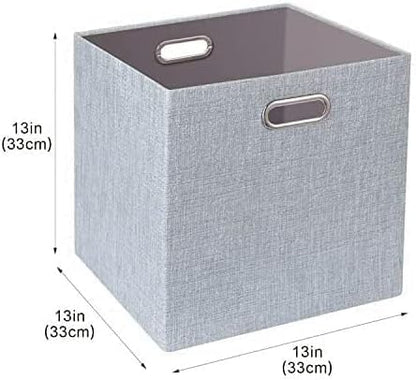 Collapsible Storage Bins,13×13 Foldable Storage Cube Boxes Fabric Drawer Fabric Storage Bins Vinyl Record Light Coffee, 4 Pack