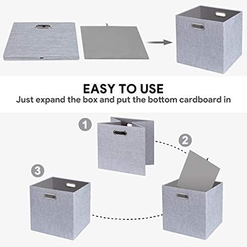 Collapsible Storage Bins,13×13 Foldable Storage Cube Boxes Fabric Drawer Fabric Storage Bins Vinyl Record Light Coffee, 4 Pack
