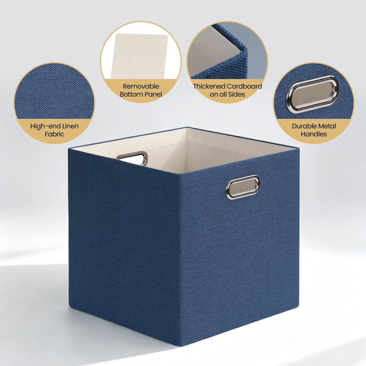 Collapsible Storage Bins,13×13 Foldable Storage Cube Boxes Fabric Drawer Fabric Storage Bins Vinyl Record Light Coffee, 4 Pack