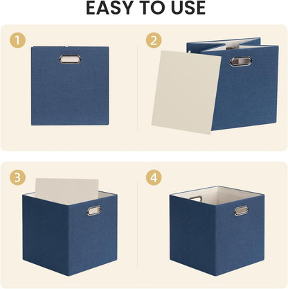 Collapsible Storage Bins,13×13 Foldable Storage Cube Boxes Fabric Drawer Fabric Storage Bins Vinyl Record Light Coffee, 4 Pack