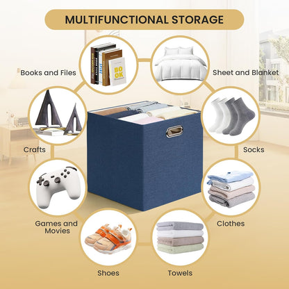 Collapsible Storage Bins,13×13 Foldable Storage Cube Boxes Fabric Drawer Fabric Storage Bins Vinyl Record Light Coffee, 4 Pack