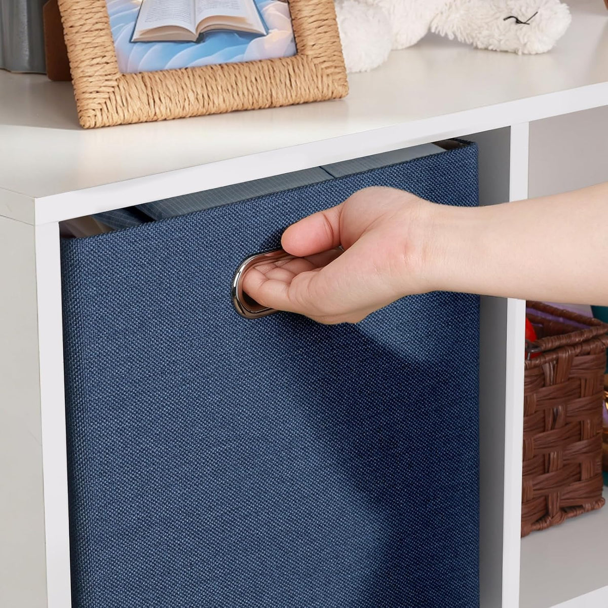 Collapsible Storage Bins,13×13 Foldable Storage Cube Boxes Fabric Drawer Fabric Storage Bins Vinyl Record Light Coffee, 4 Pack