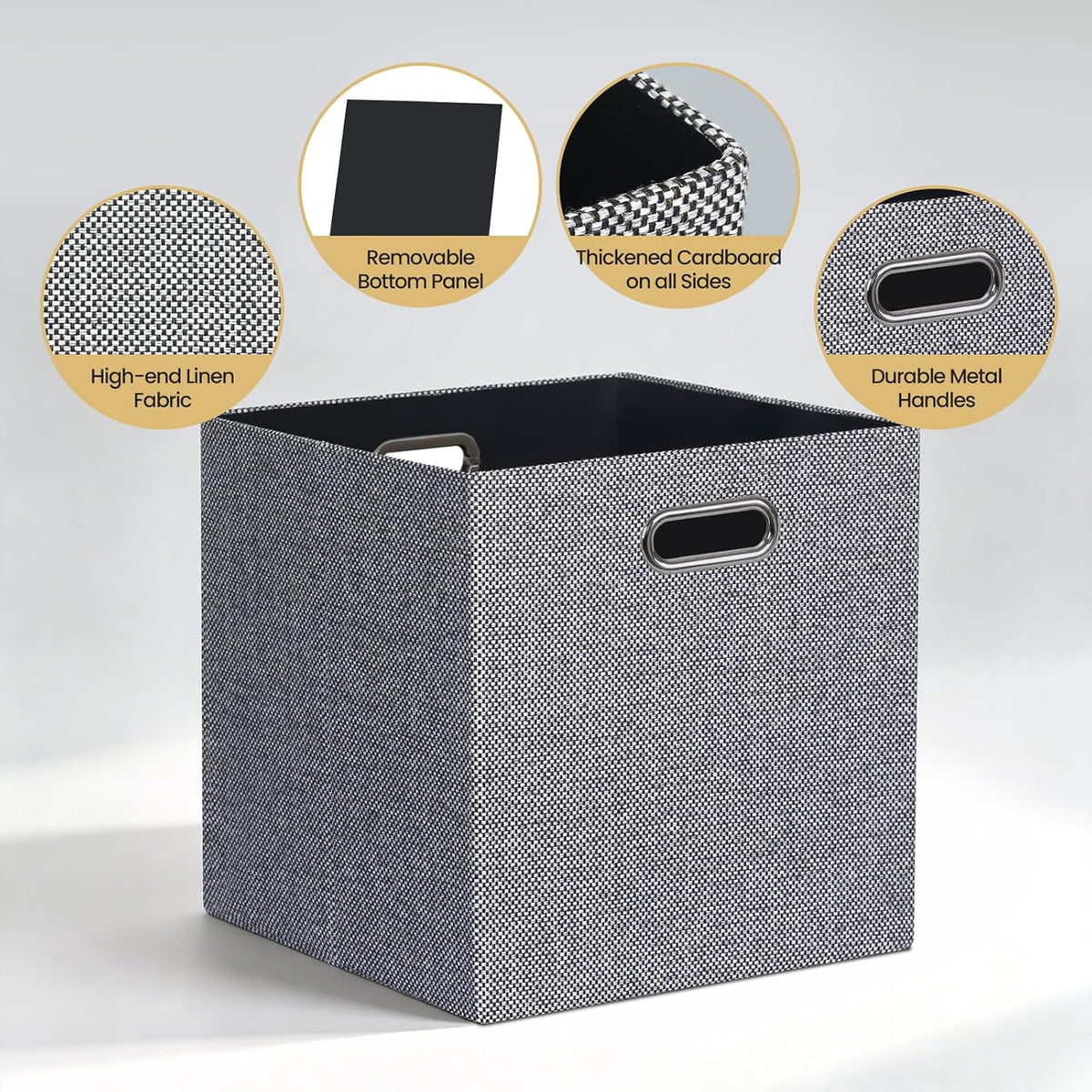 Collapsible Storage Bins,13×13 Foldable Storage Cube Boxes Fabric Drawer Fabric Storage Bins Vinyl Record Light Coffee, 4 Pack