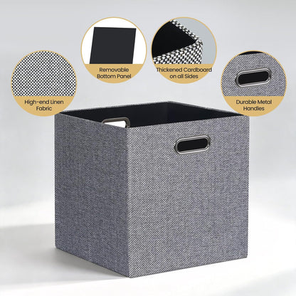 Collapsible Storage Bins,13×13 Foldable Storage Cube Boxes Fabric Drawer Fabric Storage Bins Vinyl Record Light Coffee, 4 Pack