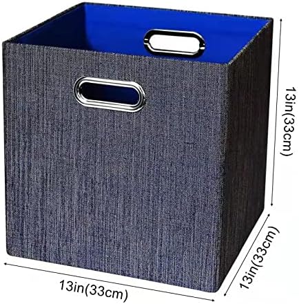 Collapsible Storage Bins,13×13 Foldable Storage Cube Boxes Fabric Drawer Fabric Storage Bins Vinyl Record Light Coffee, 4 Pack