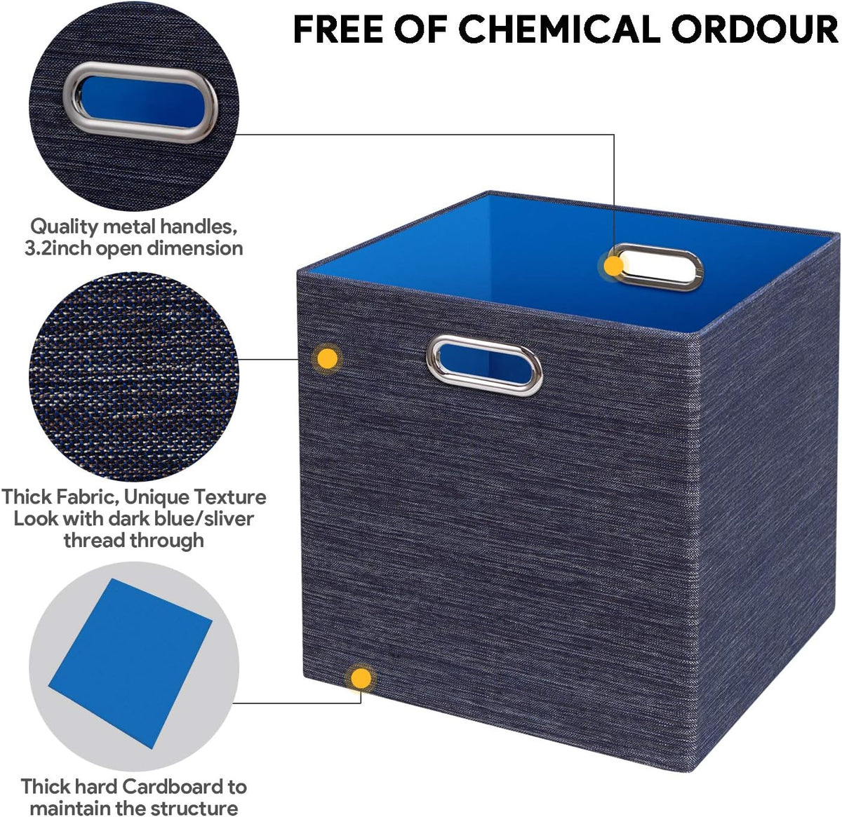 Collapsible Storage Bins,13×13 Foldable Storage Cube Boxes Fabric Drawer Fabric Storage Bins Vinyl Record Light Coffee, 4 Pack