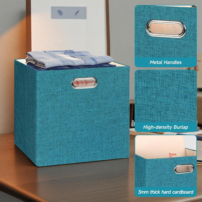 Collapsible Storage Bins,13×13 Foldable Storage Cube Boxes Fabric Drawer Fabric Storage Bins Vinyl Record Light Coffee, 4 Pack