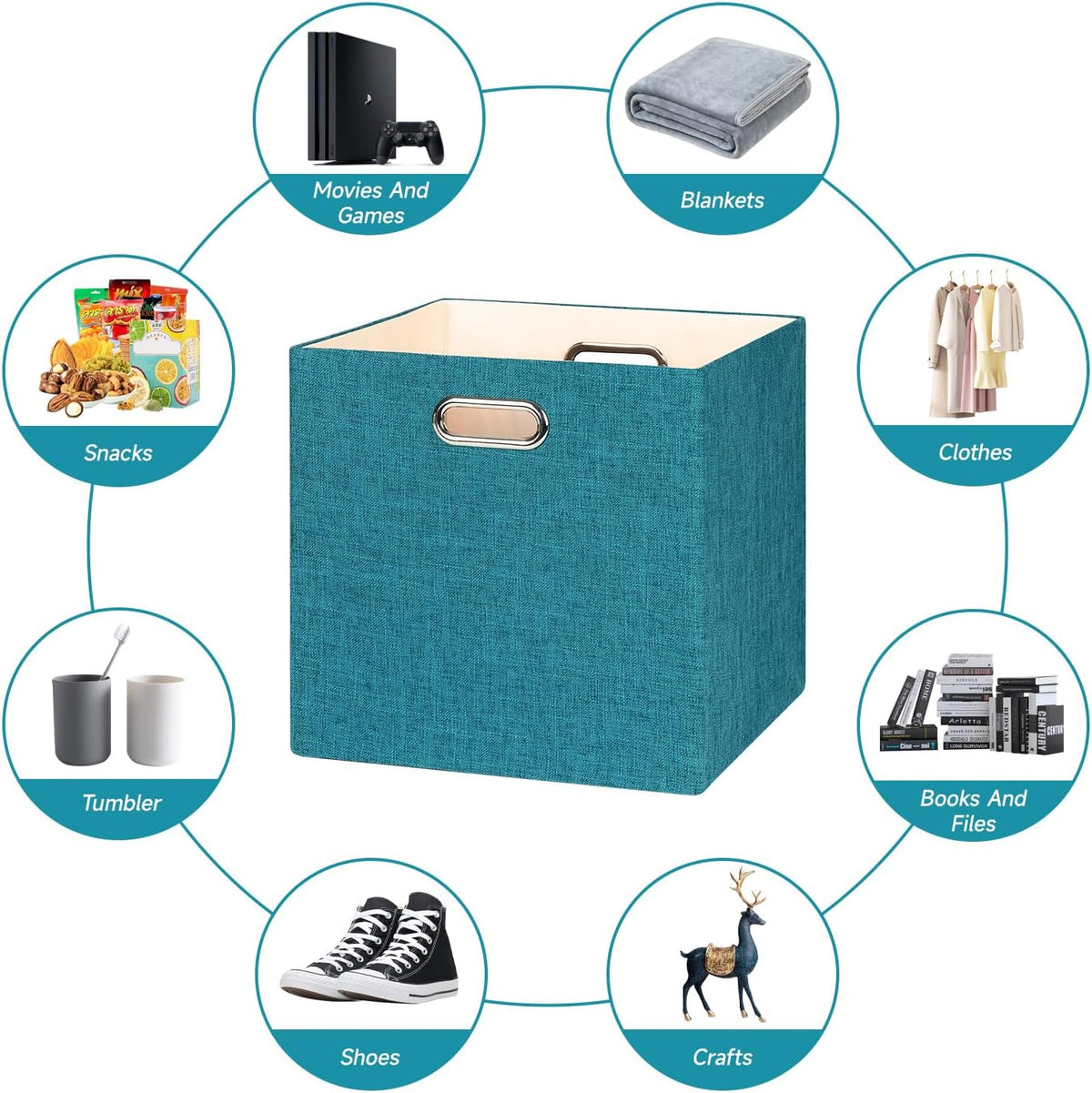 Collapsible Storage Bins,13×13 Foldable Storage Cube Boxes Fabric Drawer Fabric Storage Bins Vinyl Record Light Coffee, 4 Pack