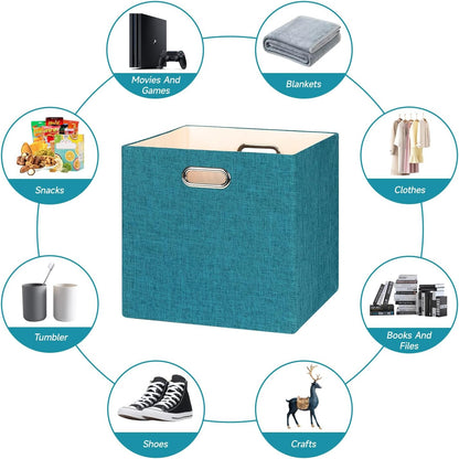 Collapsible Storage Bins,13×13 Foldable Storage Cube Boxes Fabric Drawer Fabric Storage Bins Vinyl Record Light Coffee, 4 Pack