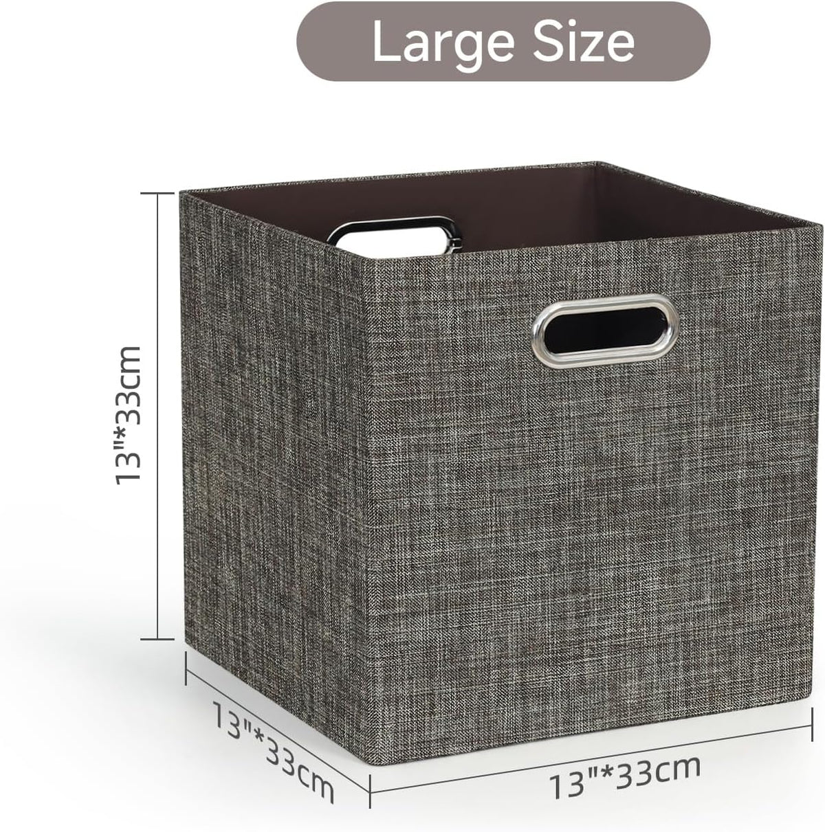 Collapsible Storage Bins,13×13 Foldable Storage Cube Boxes Fabric Drawer Fabric Storage Bins Vinyl Record Light Coffee, 4 Pack