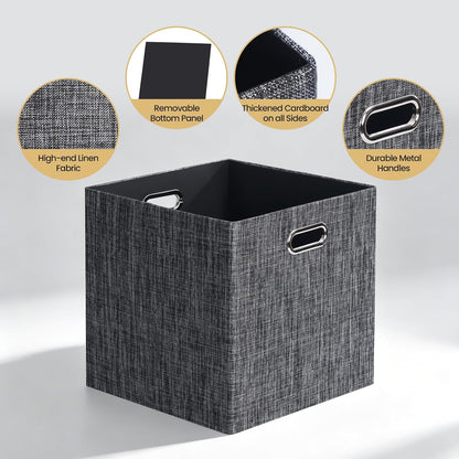 Collapsible Storage Bins,13×13 Foldable Storage Cube Boxes Fabric Drawer Fabric Storage Bins Vinyl Record Light Coffee, 4 Pack