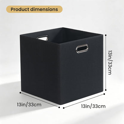 Collapsible Storage Bins,13×13 Foldable Storage Cube Boxes Fabric Drawer Fabric Storage Bins Vinyl Record Light Coffee, 4 Pack