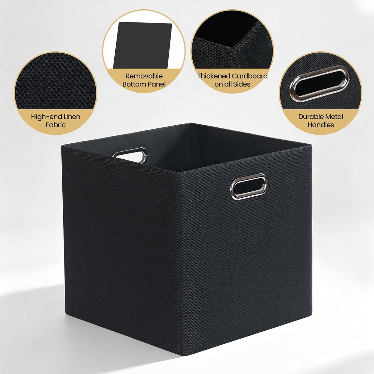 Collapsible Storage Bins,13×13 Foldable Storage Cube Boxes Fabric Drawer Fabric Storage Bins Vinyl Record Light Coffee, 4 Pack