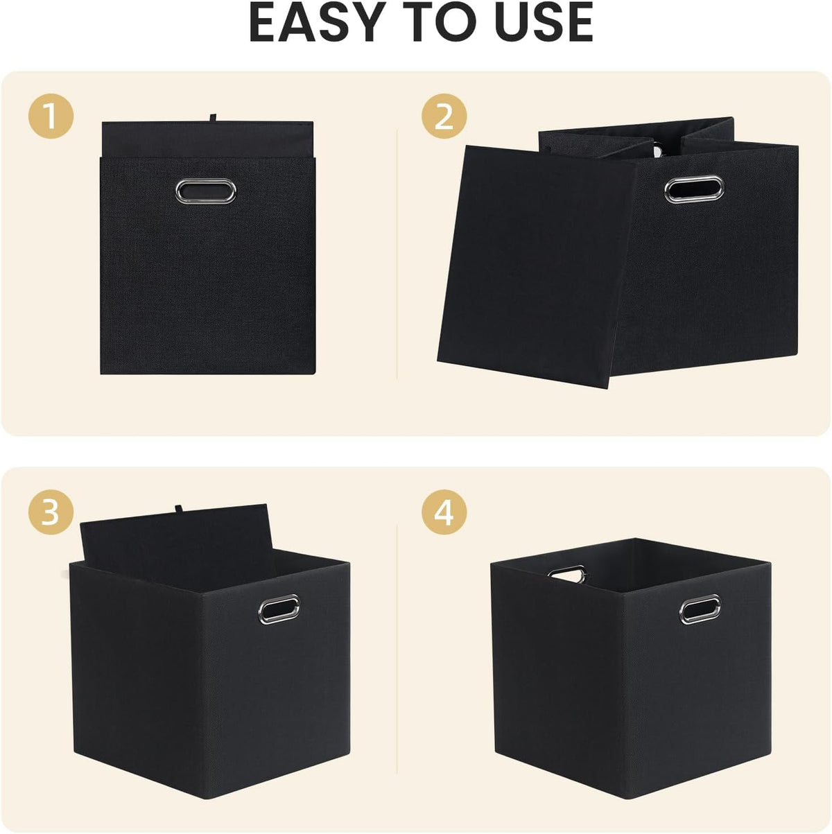 Collapsible Storage Bins,13×13 Foldable Storage Cube Boxes Fabric Drawer Fabric Storage Bins Vinyl Record Light Coffee, 4 Pack
