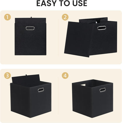 Collapsible Storage Bins,13×13 Foldable Storage Cube Boxes Fabric Drawer Fabric Storage Bins Vinyl Record Light Coffee, 4 Pack